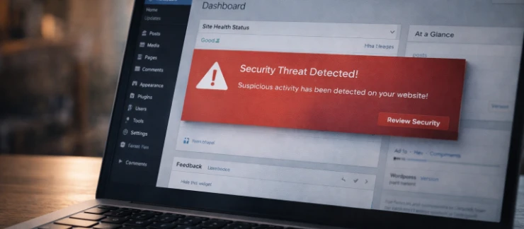 WordPress-Dashboard mit Sicherheitswarnung - WordPress absichern
