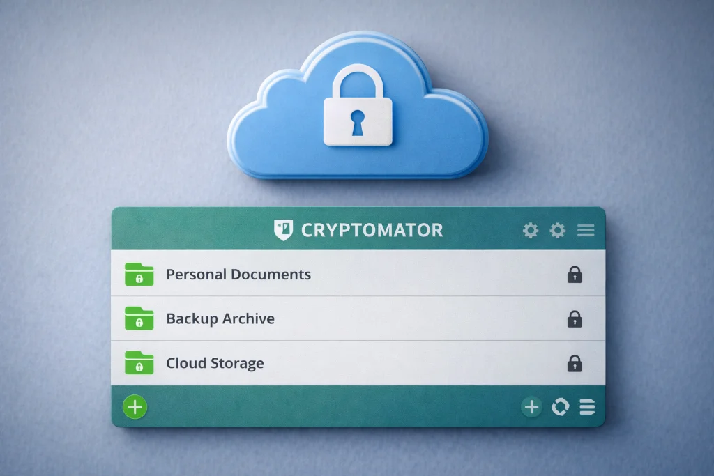 Cloud-Speicher mit Verschlüsselungs-Symbol - Cryptomator schützt Cloud-Daten