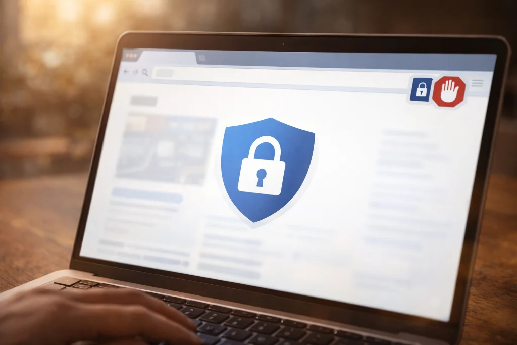 Browser mit aktiviertem Tracking-Schutz in der Adressleiste