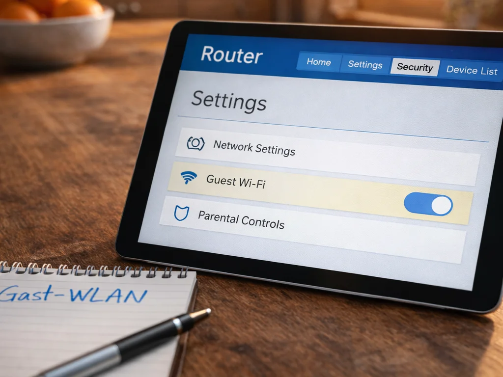 Router-Einstellungen für Gast-WLAN auf Tablet - IoT-Geräte separat einbinden