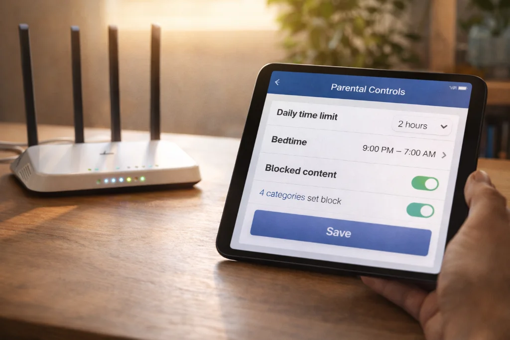 Router mit Kindersicherungs-DNS-Filter-Einstellung für das Heimnetz
