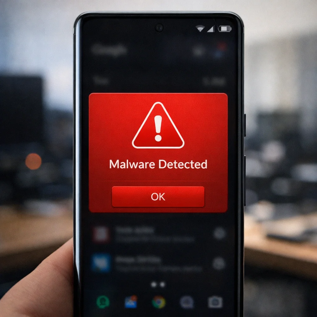 Malware-Warnung auf Smartphone - gefälschte App entdeckt