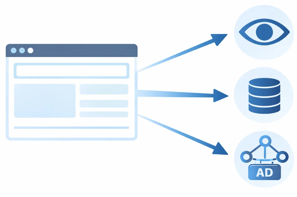 Schematische Darstellung von Browser-Tracking durch Drittanbieter